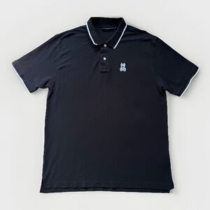 Psycho Bunny Marlon Pique Polo Size 8 XXL Black Pearl Buttons Pima Cotton